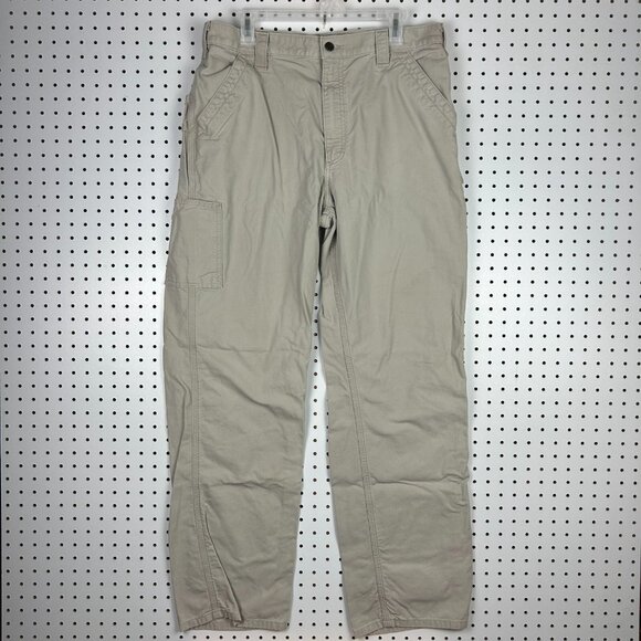 Carhartt Carpenter Pants 36x34 Tan Distressed Faded Work Wear B151 Y2K Hammer - Picture 3 of 6